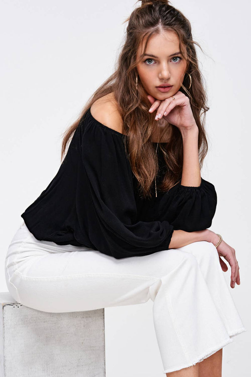 Off Shoulder Balloon Sleeve