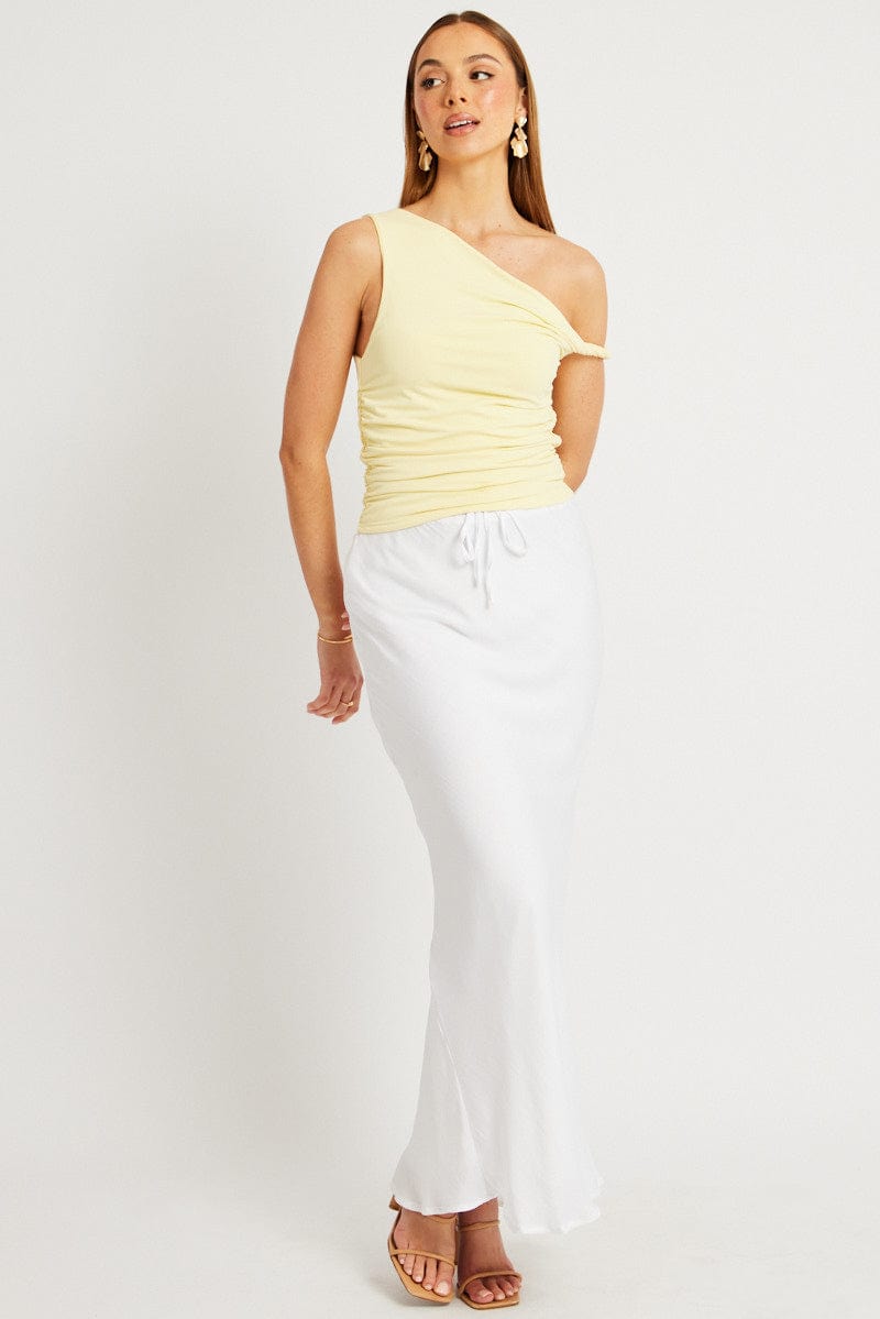Yellow Supersoft Top Twist off Shoulder