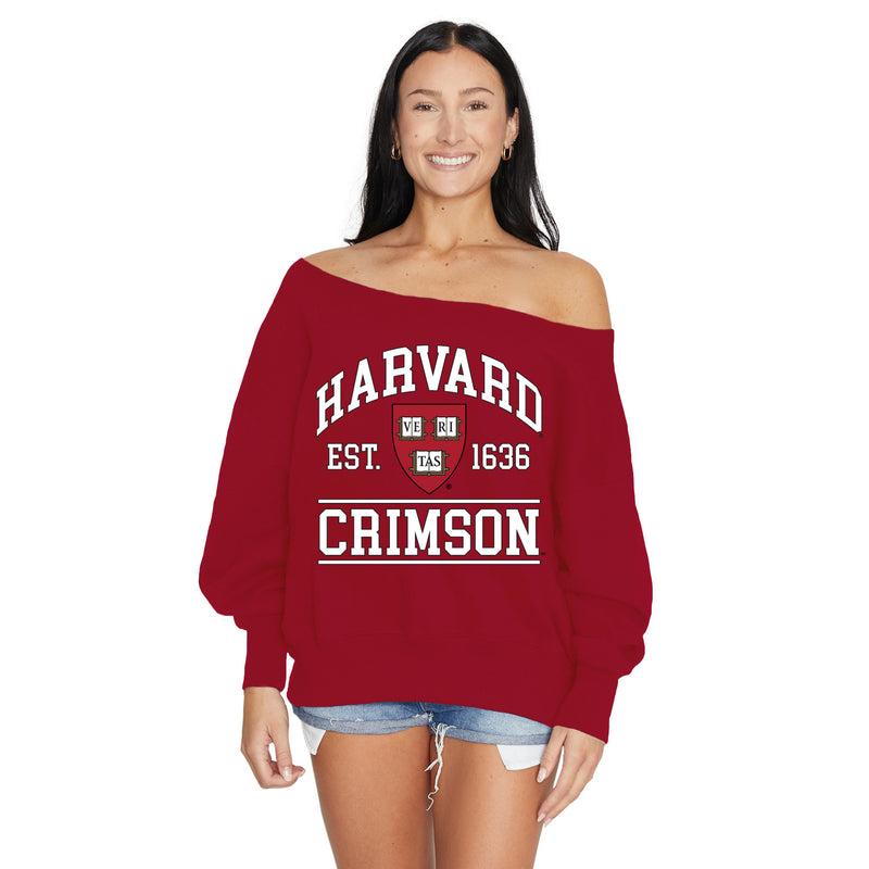 Harvard Off the Shoulder Sweatshirt