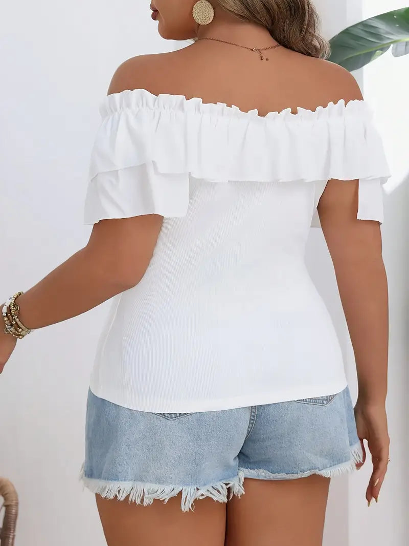 Loretta Off Shoulder Plus Size Short Sleeve Top