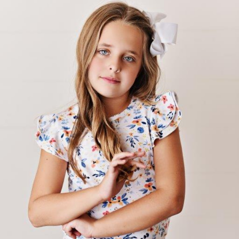 Flutter Sleeve Tee - Dahlia