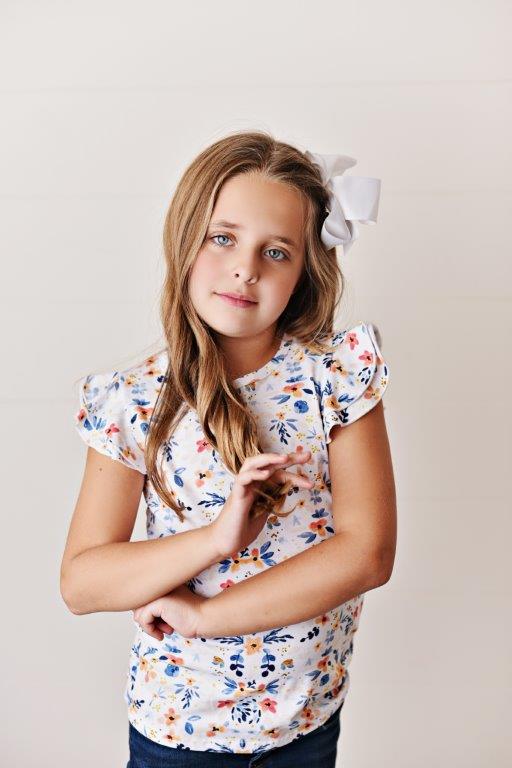 Flutter Sleeve Tee - Dahlia
