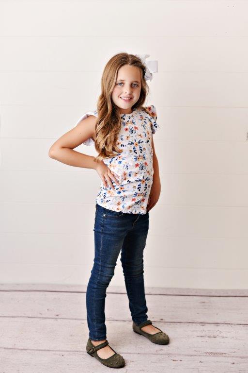 Flutter Sleeve Tee - Dahlia