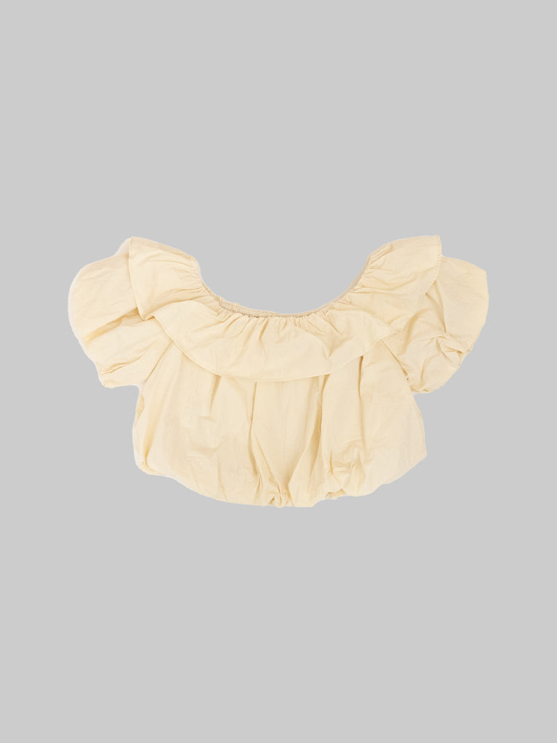 Off shoulder falbala short sleeve in ivory