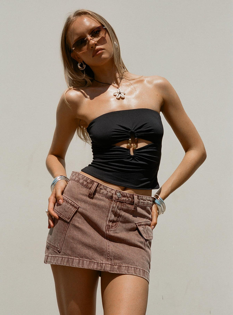 Turlock Cut Out Strapless Top Black