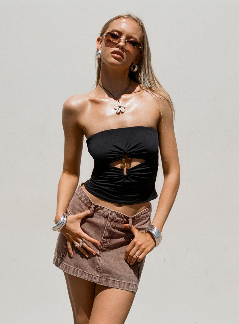 Turlock Cut Out Strapless Top Black
