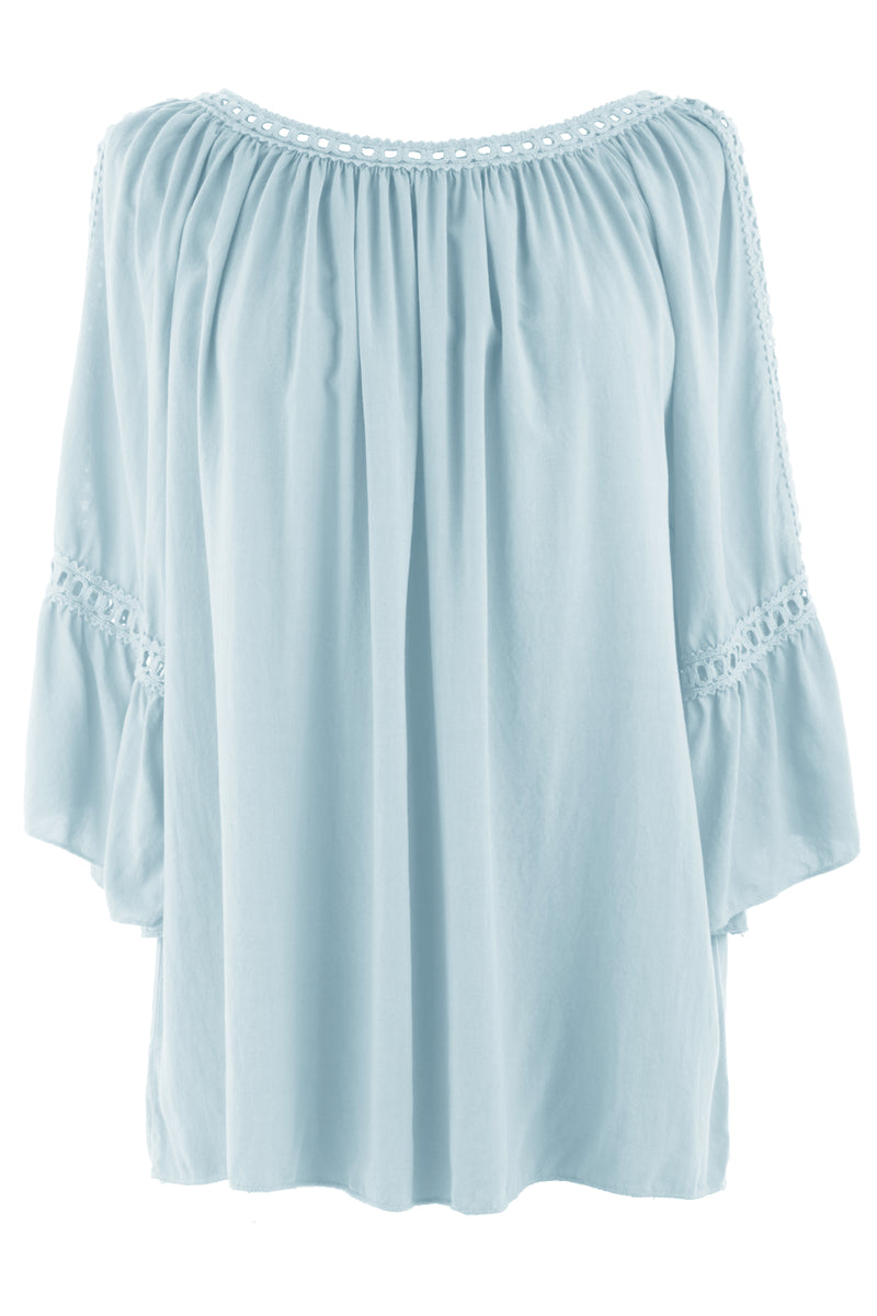 Crochet Trim Cut-out Shoulder Top