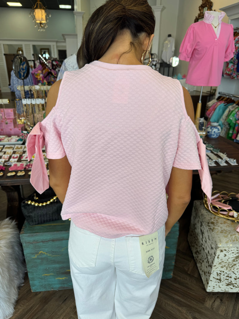 Cut Out Bow Top: Pink
