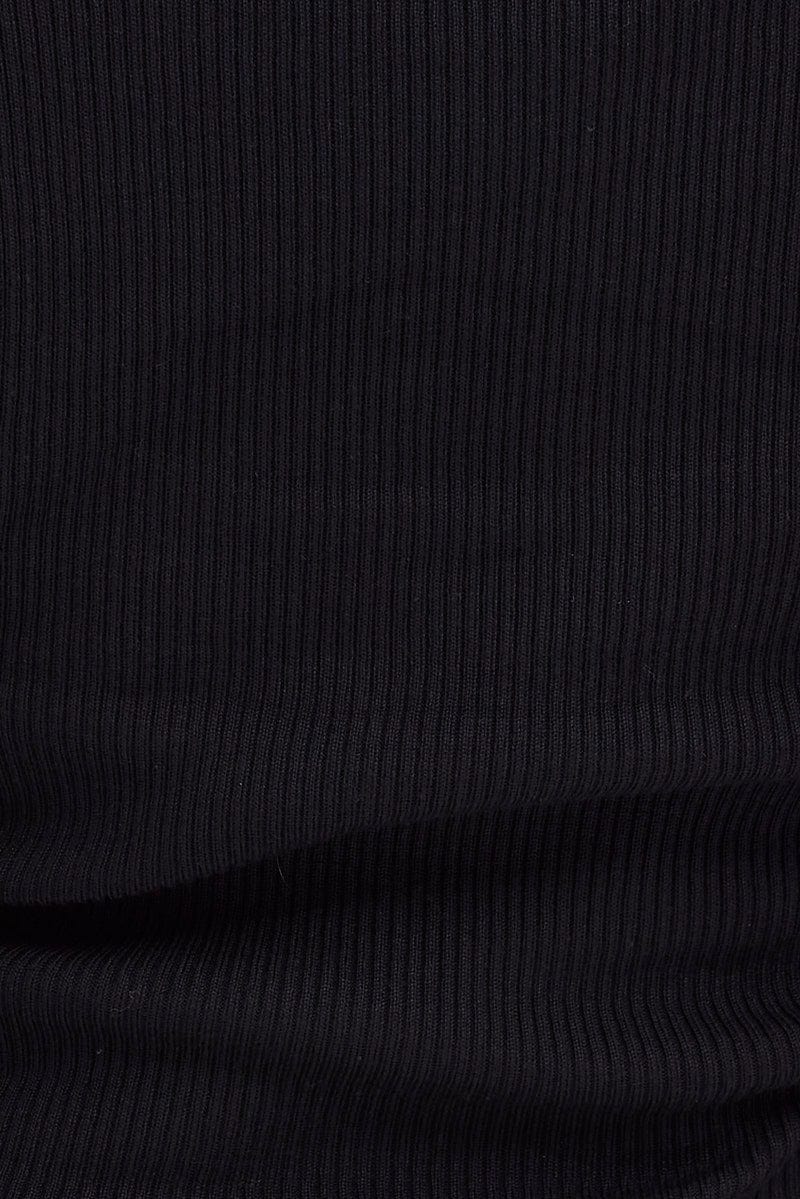 Black Knit Top Cut Out Long Sleeve