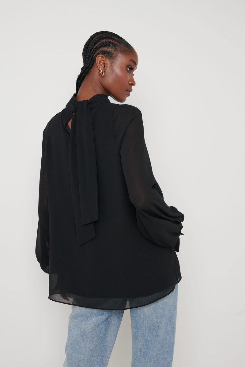 Romy Cut Out High Neck Blouse - Black