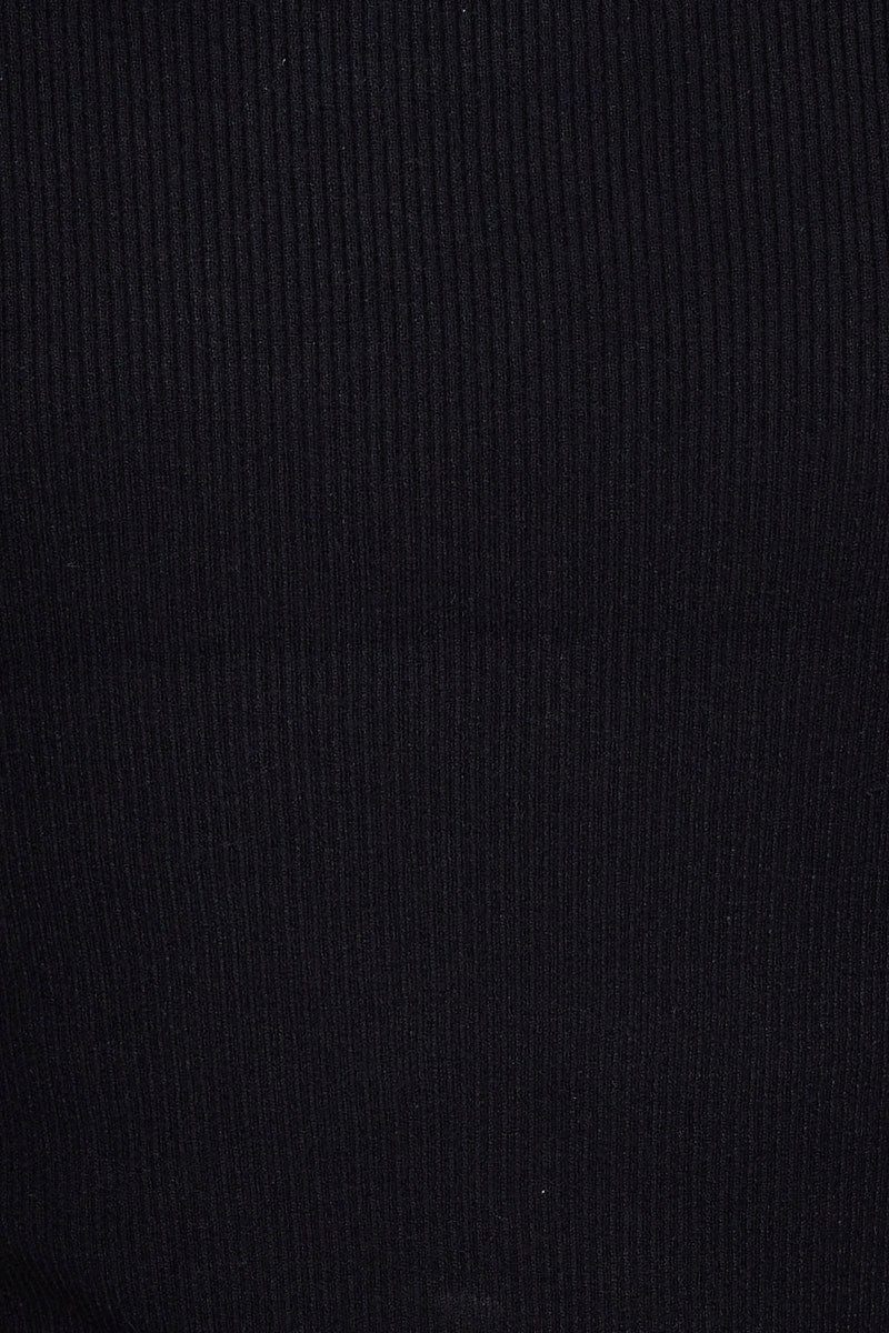 Black Knit Top Short Sleeve Cut Out