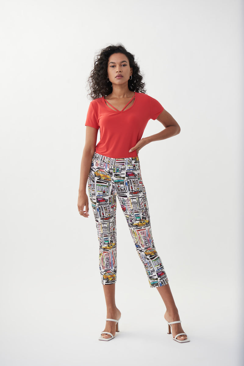 Joseph Ribkoff Lacquer Red Cut-Out Top Style 222136