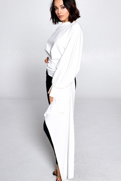Black One Balloon Sleeve Cut-Out Top