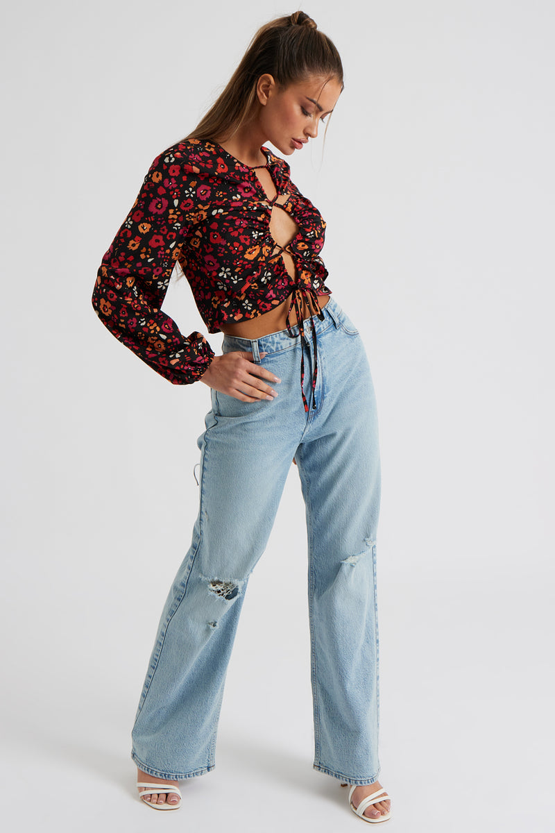 Indigo Cut Out Top