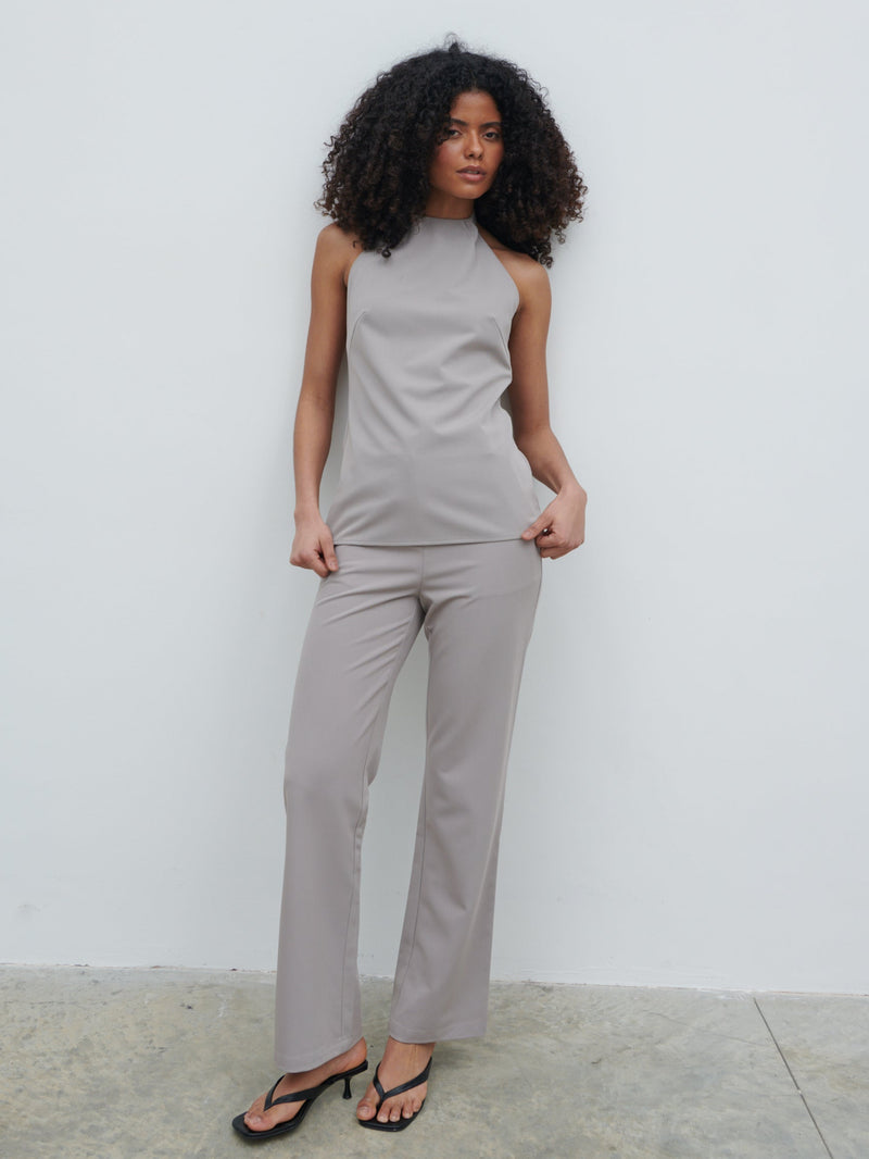 Laria Tailored Backless Top - Stone