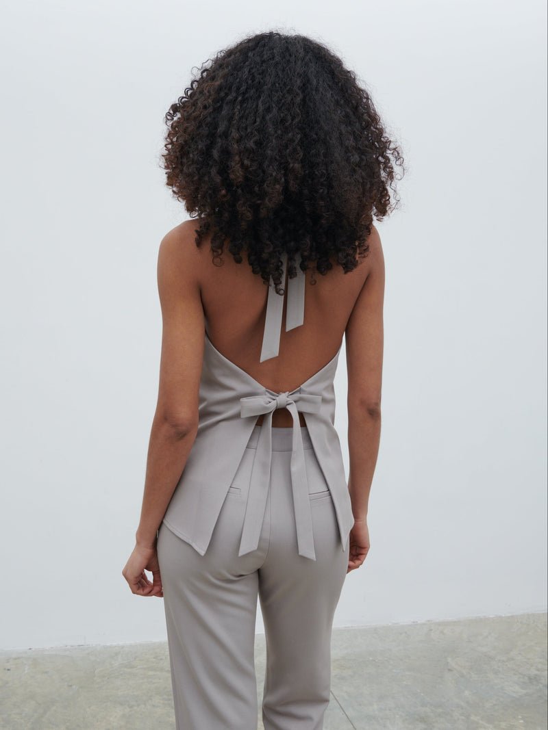 Laria Tailored Backless Top - Stone