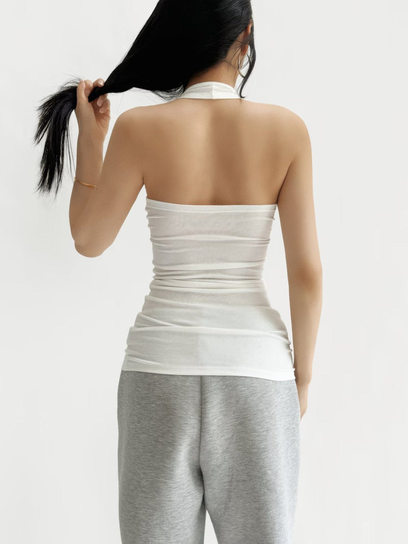 Liber Summer Women's Backless Solid Color Tank tops&Camis