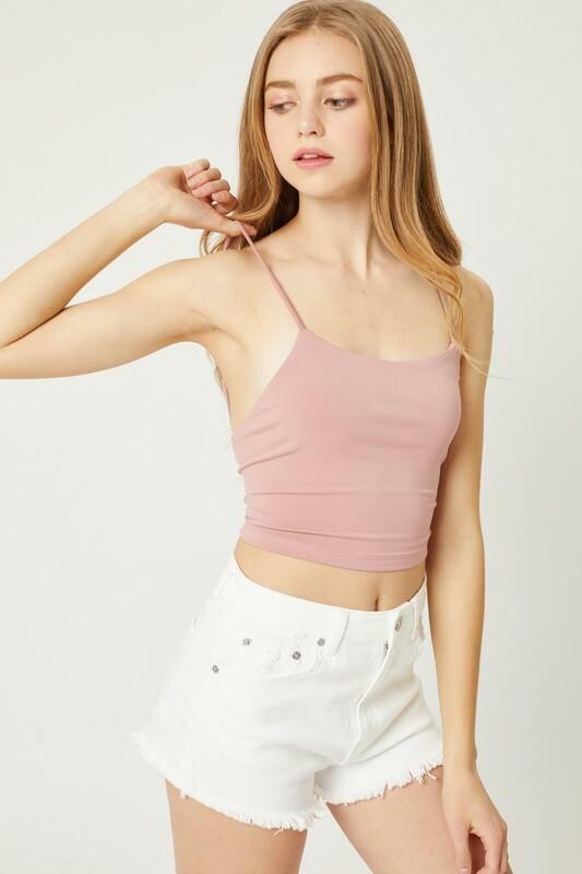 Antonia Mauve Pink Backless Cami Crop Top