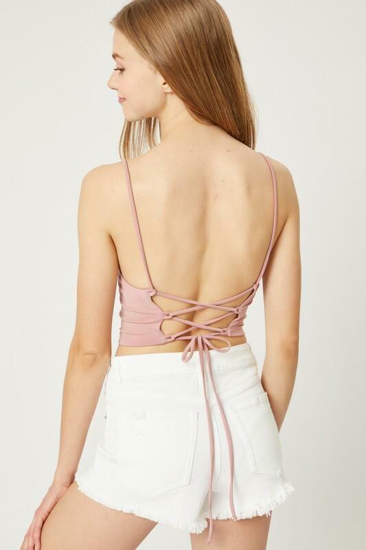Antonia Mauve Pink Backless Cami Crop Top