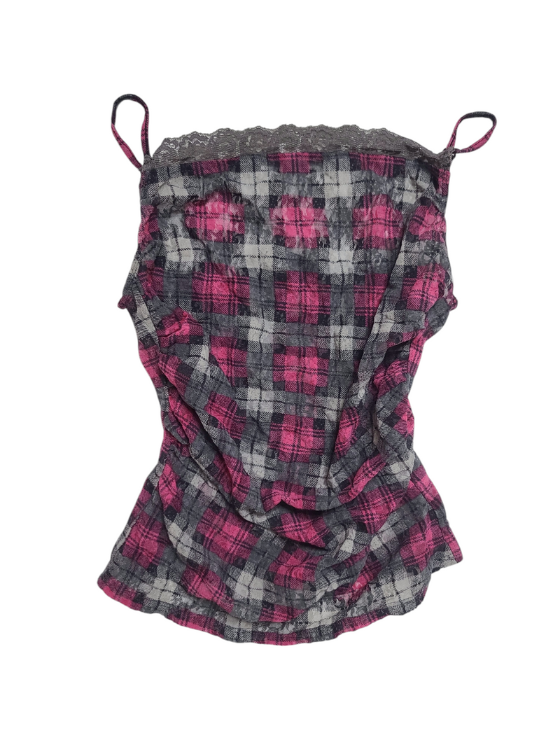 90s vintage plaid flirty backless top