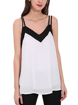 XS-4XL Women Sexy Strap V Neck Backless Chiffon Vest Tank Top