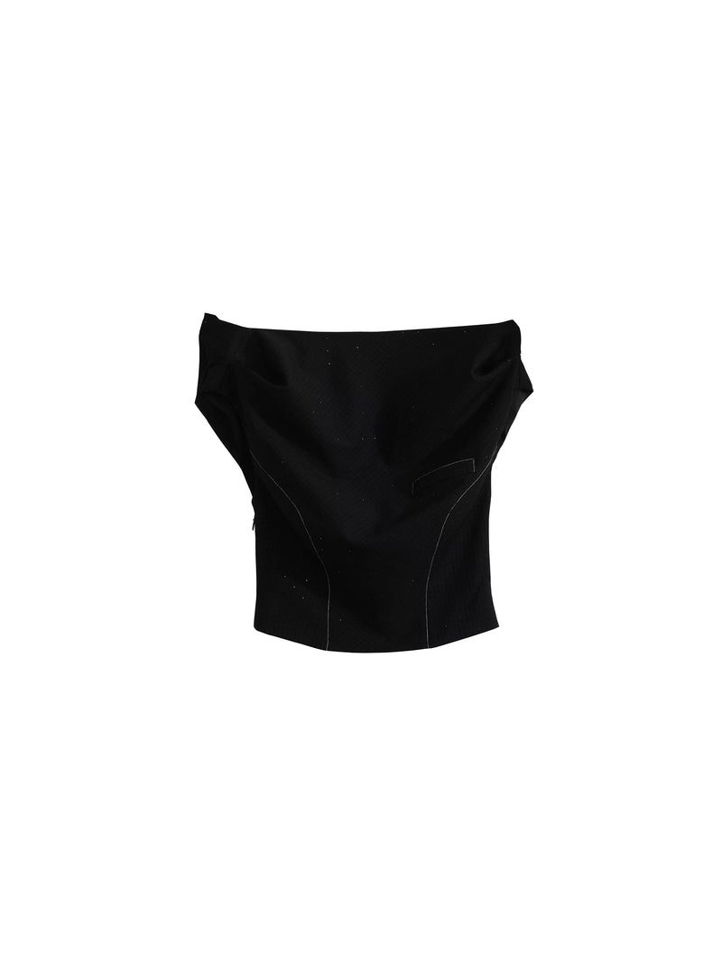 Retro open-neck backless diamond vest