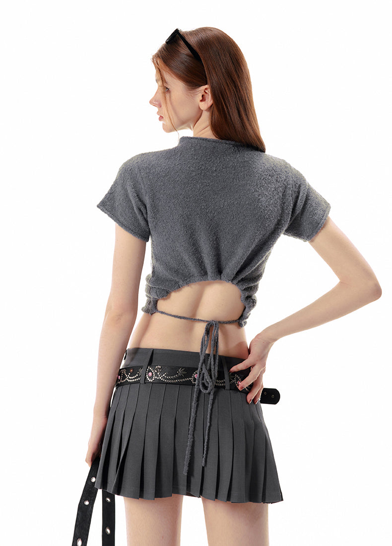 Backless Bucler Rabbit Print T-Shirt