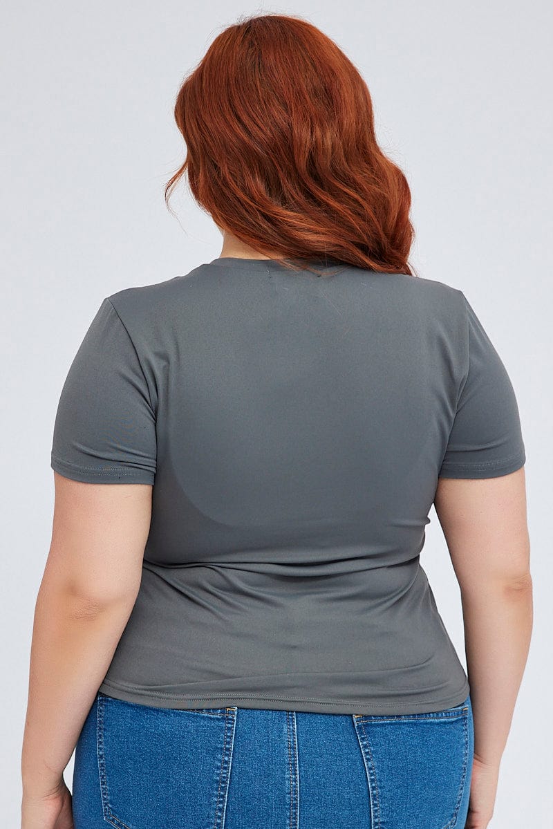 Grey Longline T-shirt Crew Neck Supersoft