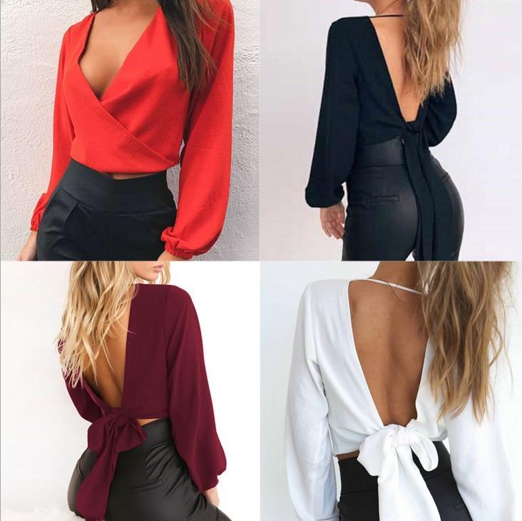 Bare Soul V-Neck Backless Blouse