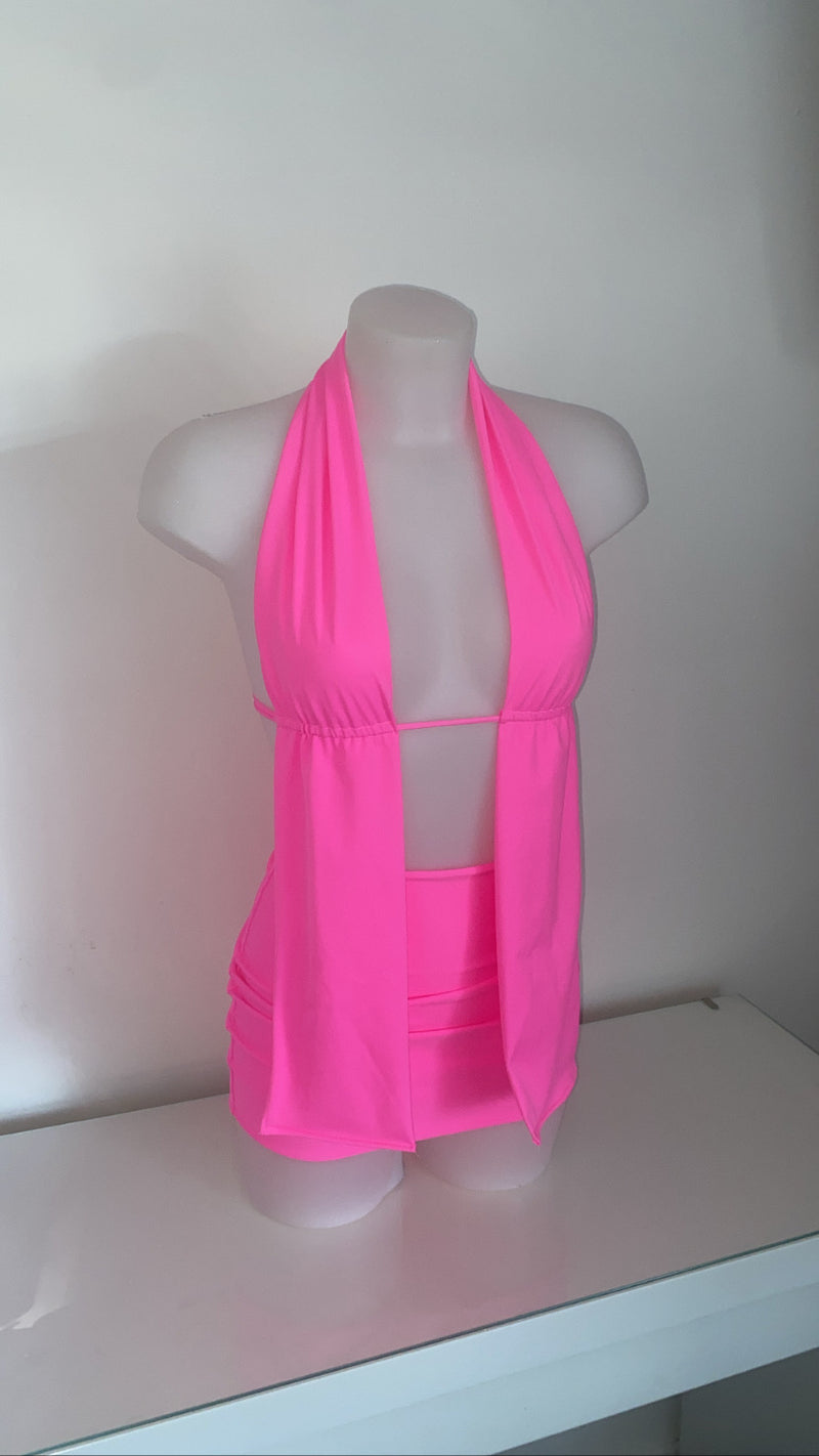 Backless Straight Top Co-ord - Barbie Pink