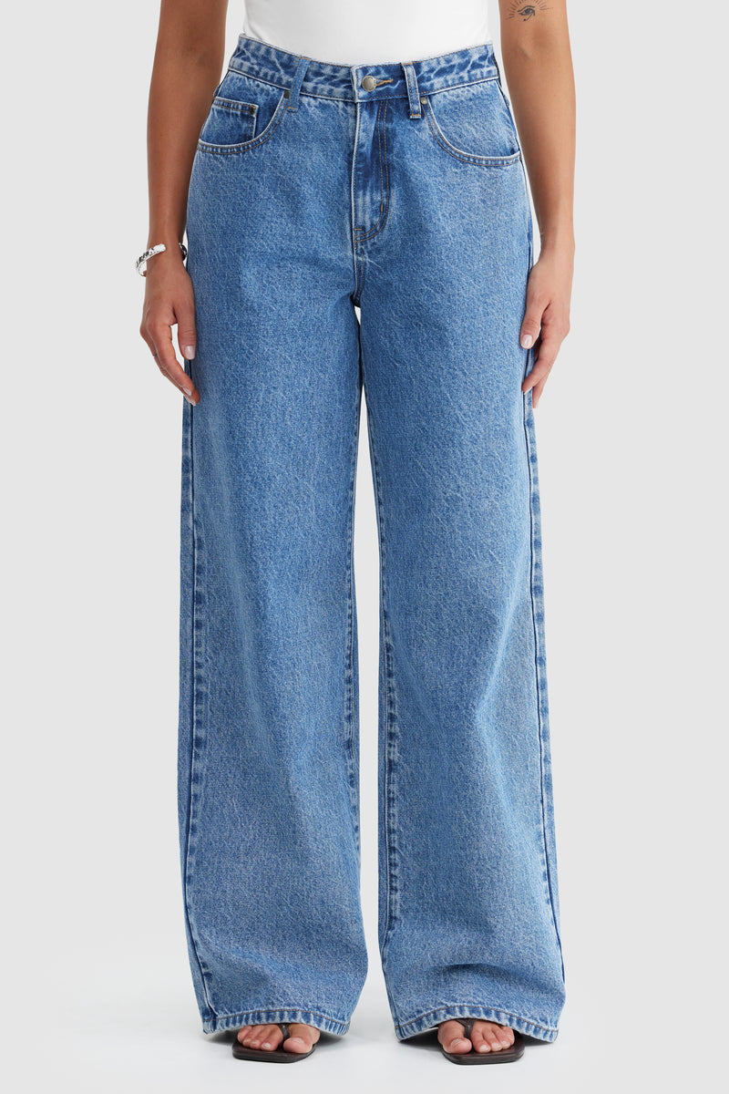 Willow Denim Wide Leg Jean Mid Blue