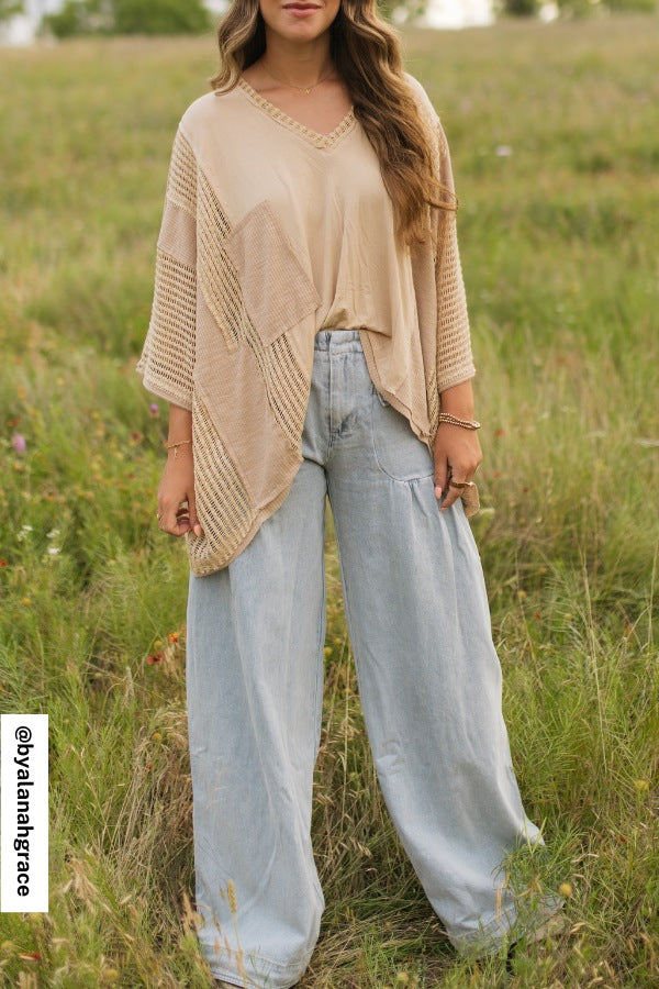 Lets Jet Set Wide Leg Pants - Light Denim