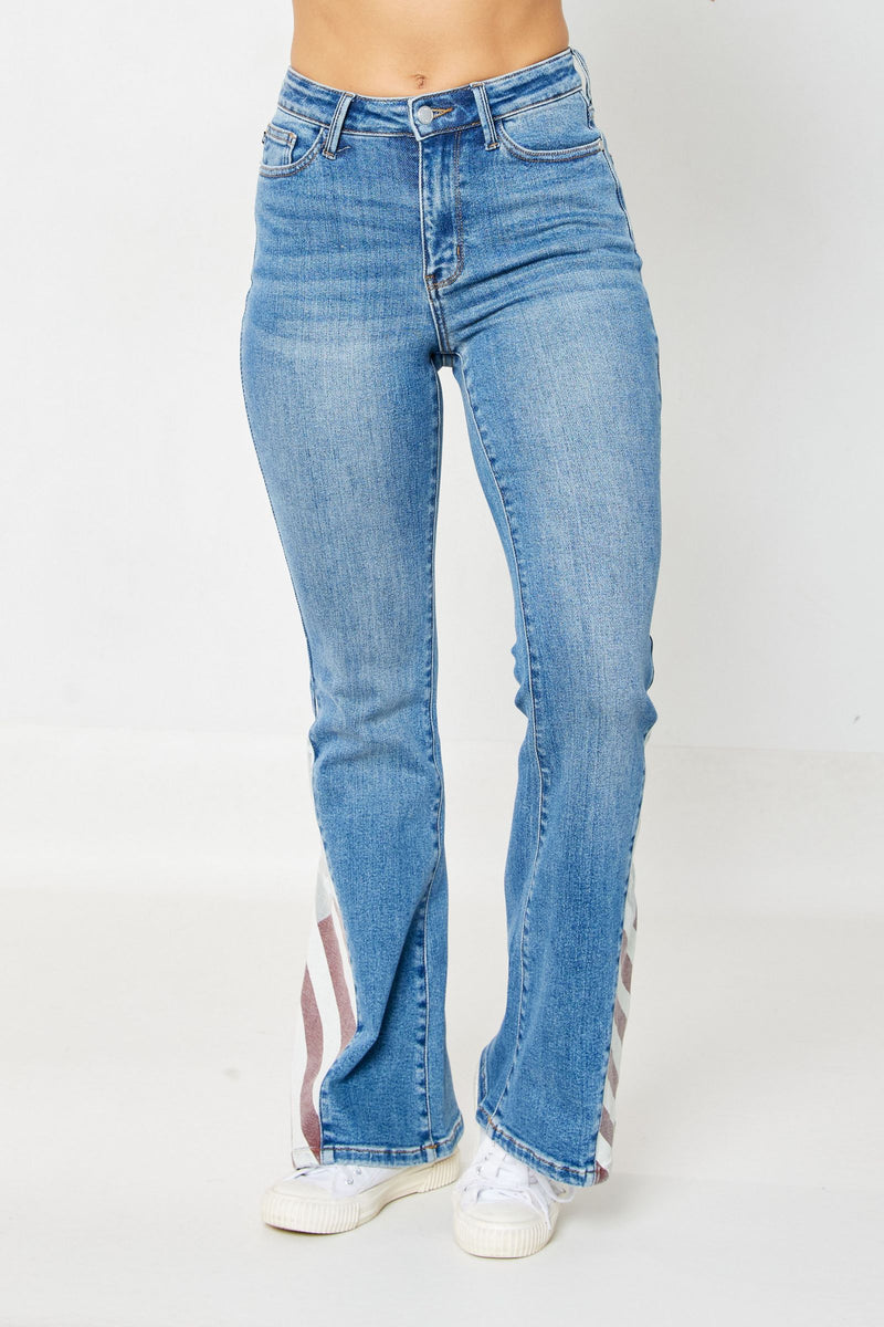 Judy Blue High Waist American Flag Print Flare Denim Jeans 88659