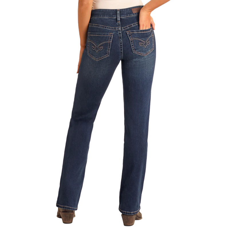 Rock & Roll Denim Women's Embroidery Modest Boot Cut Jean
