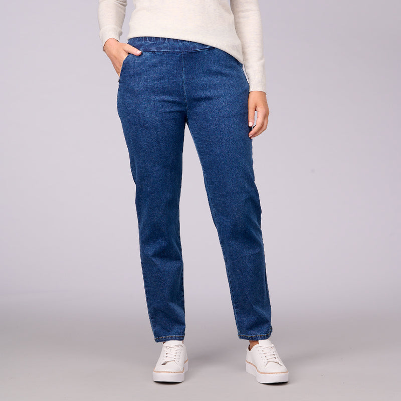 Hailey Zip Pocket Denim Pants Straight Full