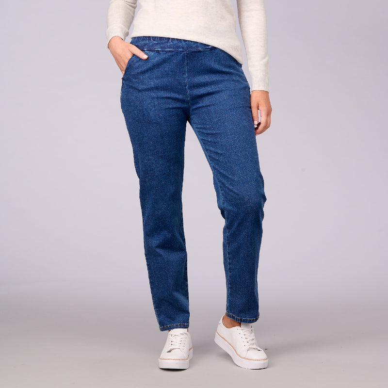 Hailey Zip Pocket Denim Pants Straight Full