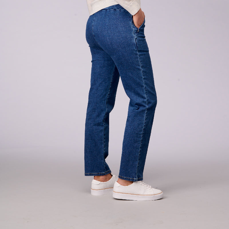 Hailey Zip Pocket Denim Pants Straight Full