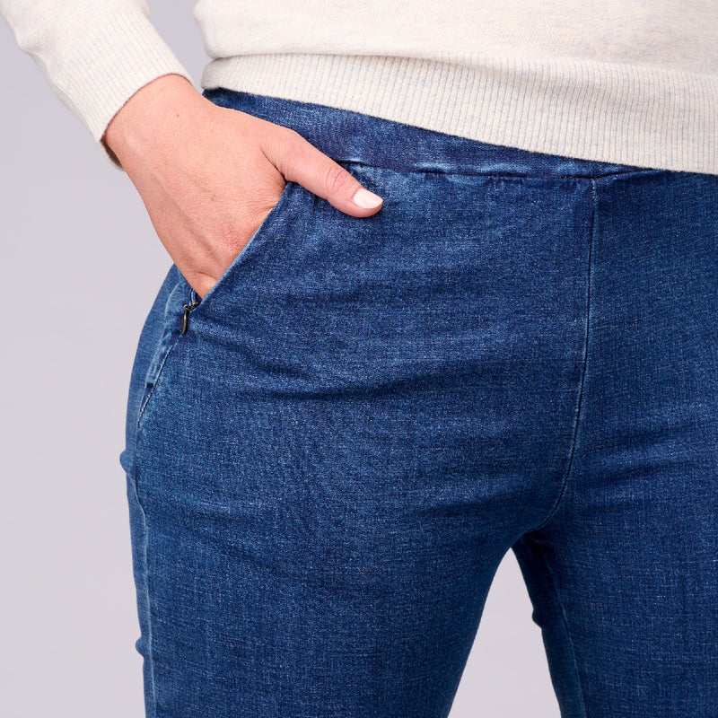 Hailey Zip Pocket Denim Pants Straight Full