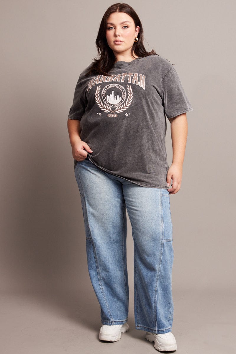 Denim Baggy Jeans Mid Rise