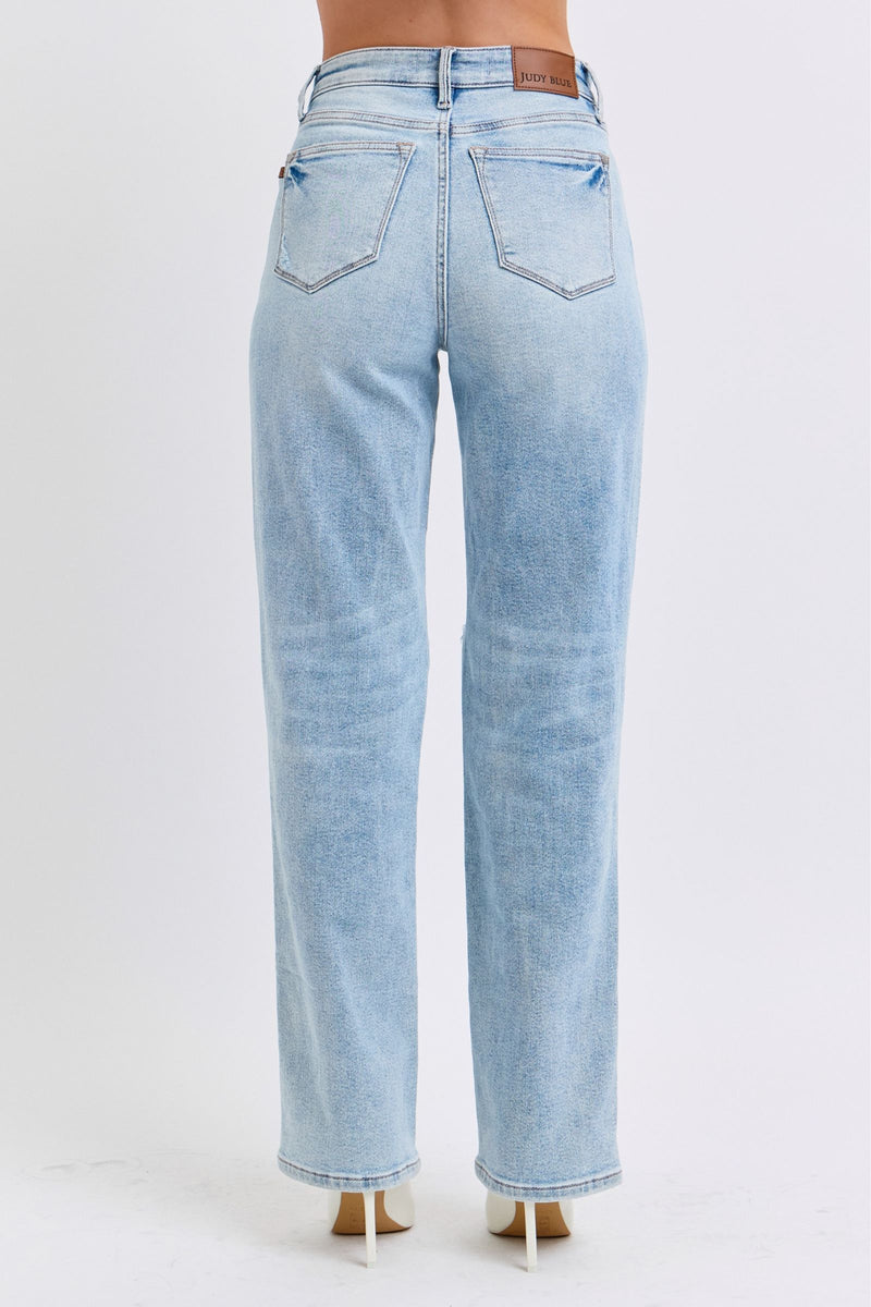 Judy Blue High Waist Rigid Magic Destroy 90's Straight Denim Jeans 88884