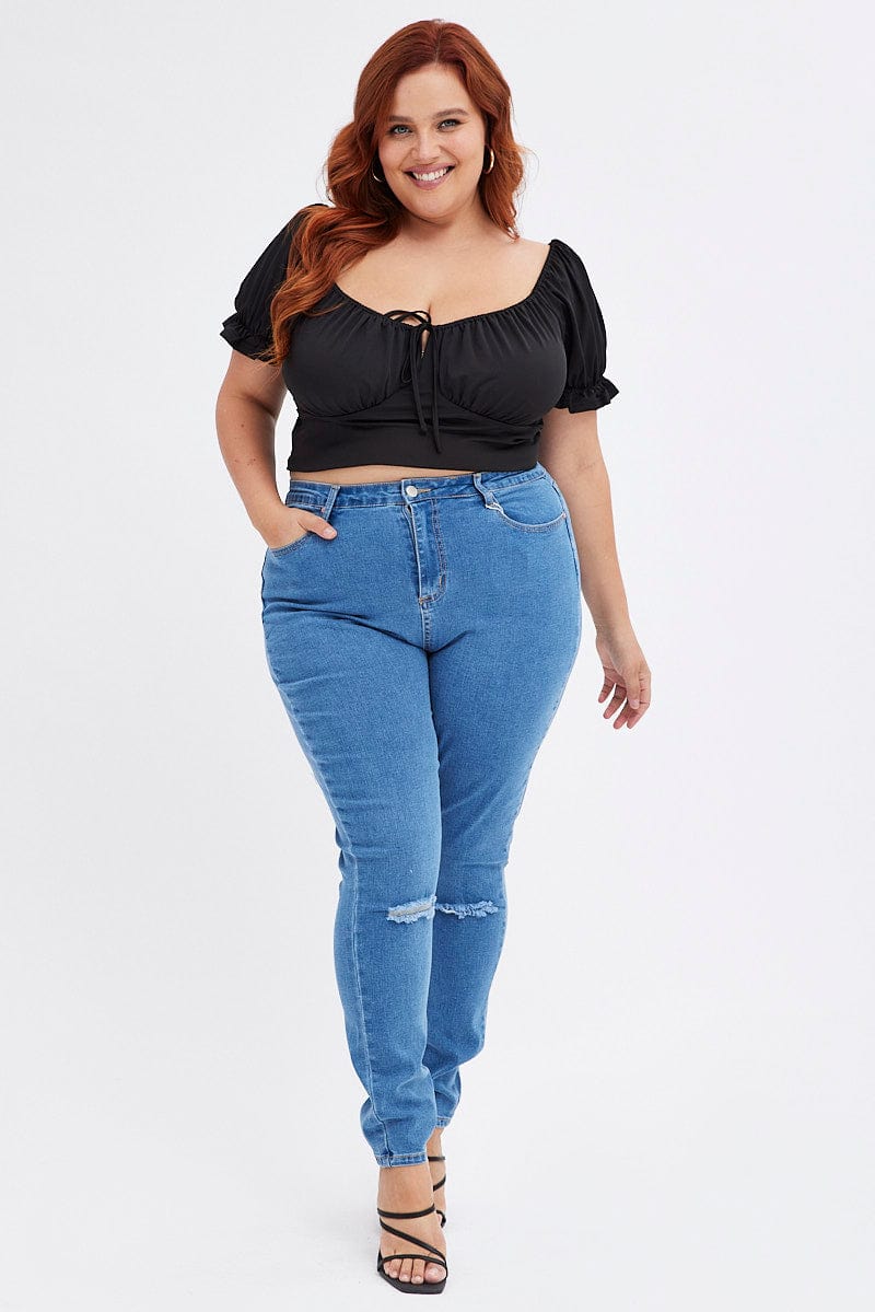 Blue Skinny Denim Jeans High Rise