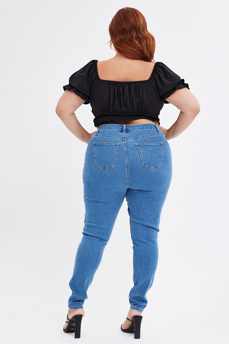Blue Skinny Denim Jeans High Rise