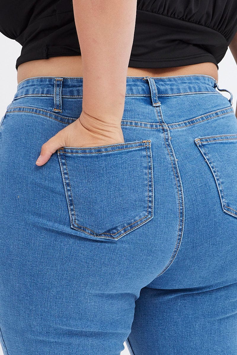 Blue Skinny Denim Jeans High Rise