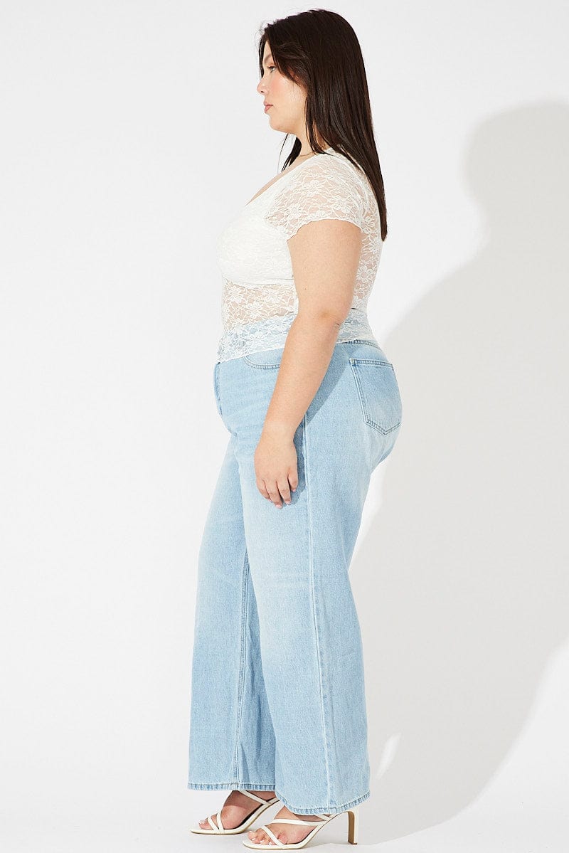 Denim Wide Leg Jeans High Rise