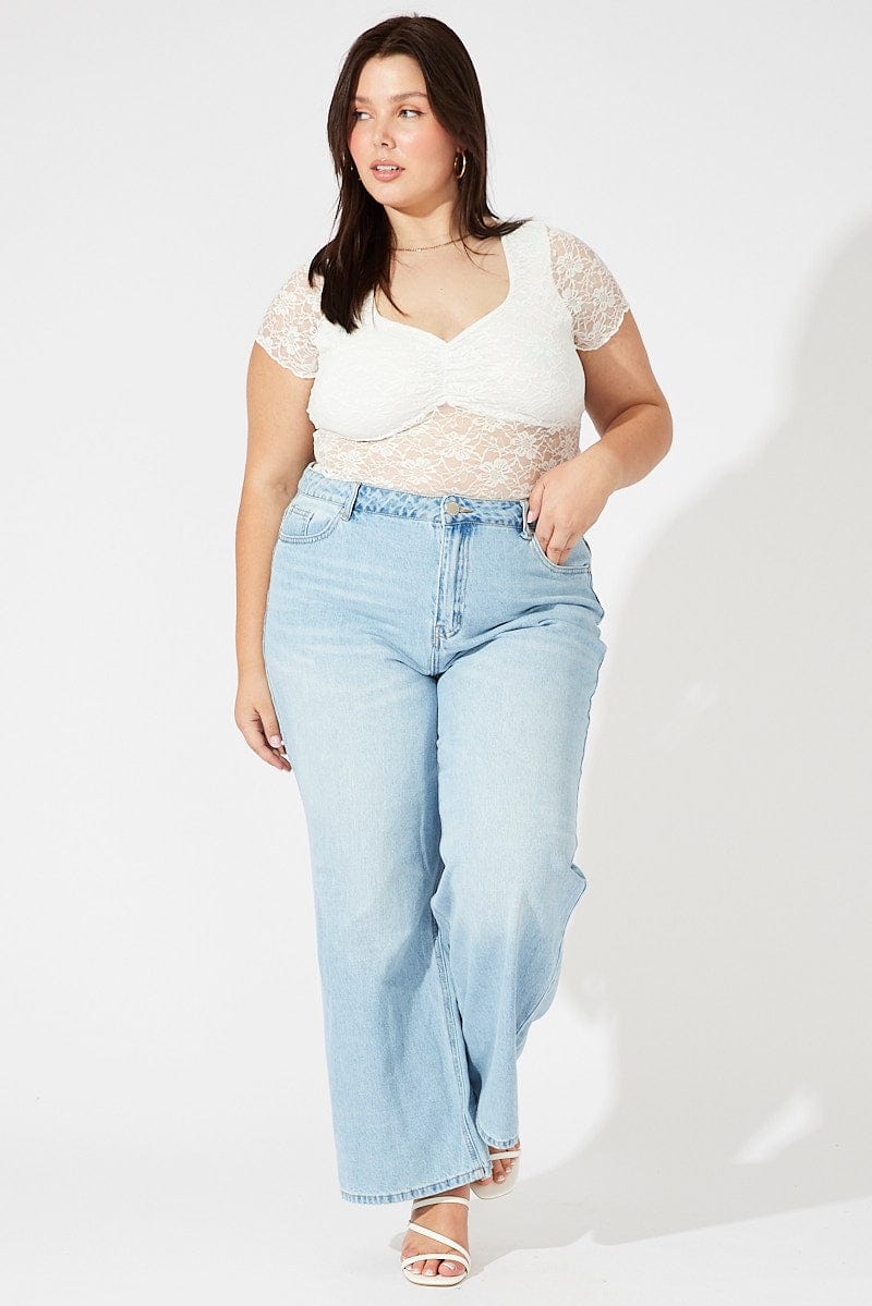 Denim Wide Leg Jeans High Rise