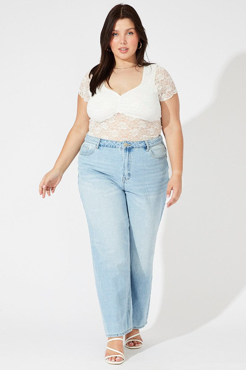 Denim Wide Leg Jeans High Rise