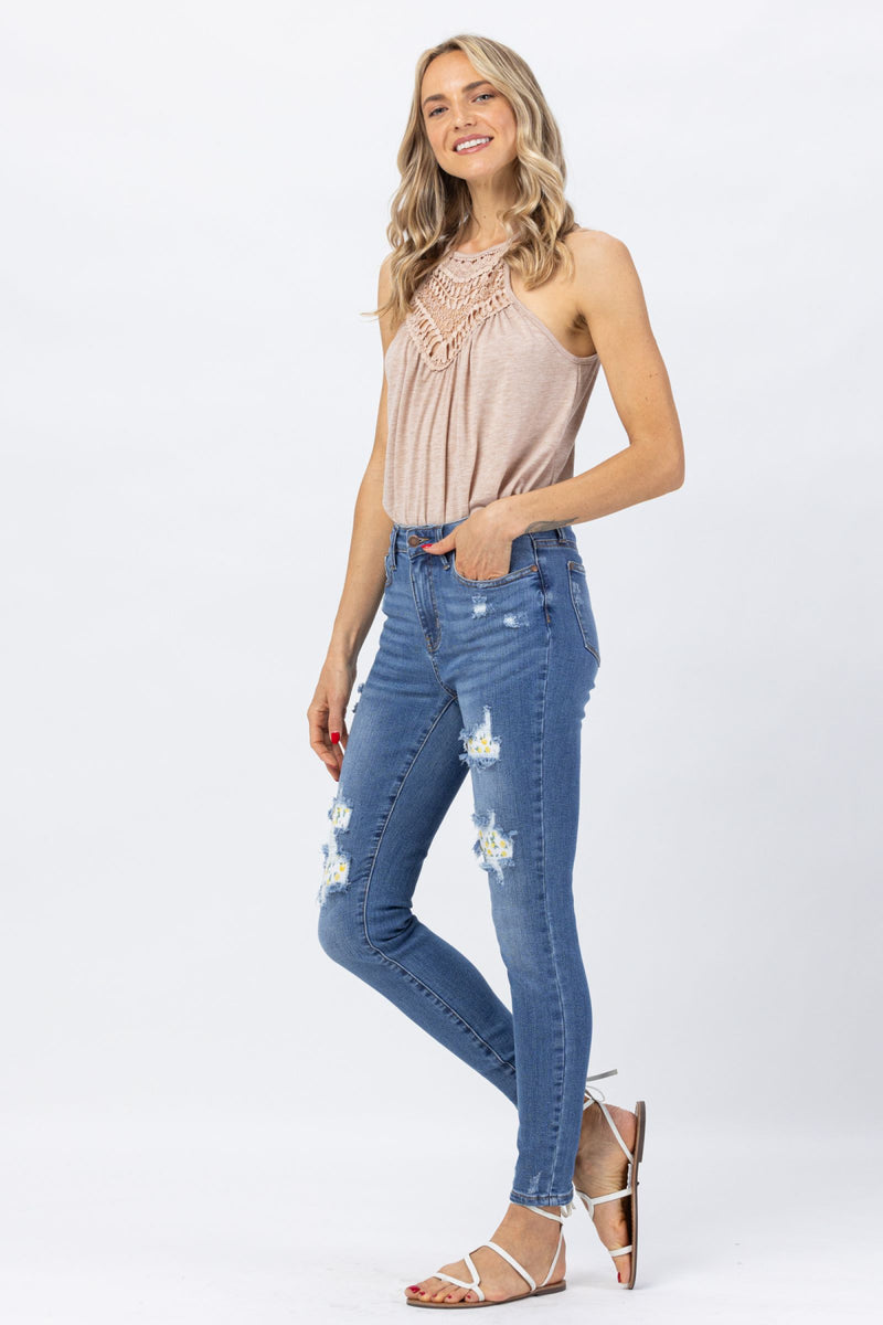 Judy Blue High Waist Skinny Lemon Patch Denim Jeans 88233