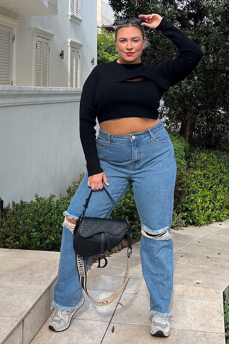Blue Baggy Denim Jeans High Rise