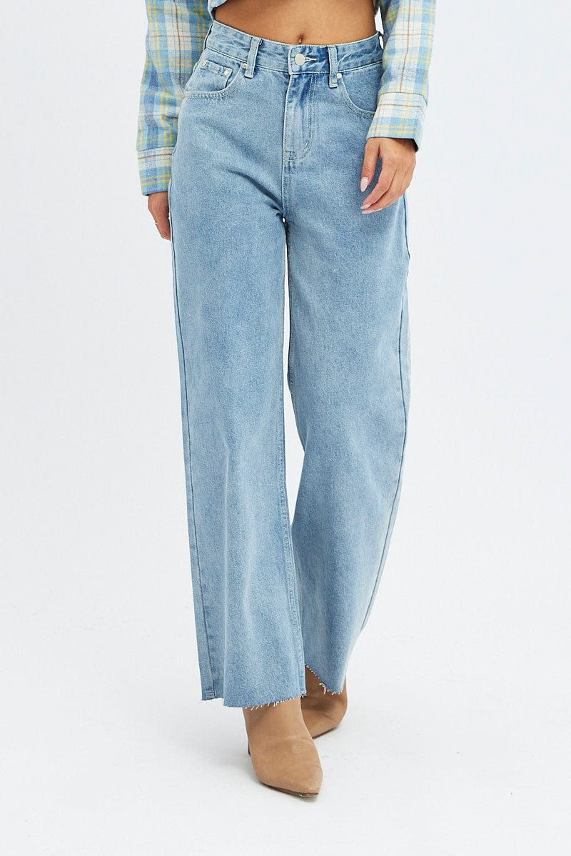 Denim Wide Leg Denim Jeans High Rise