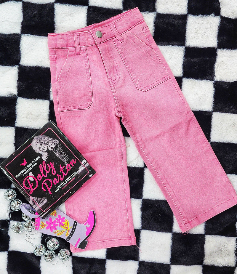 Pink denim trousers